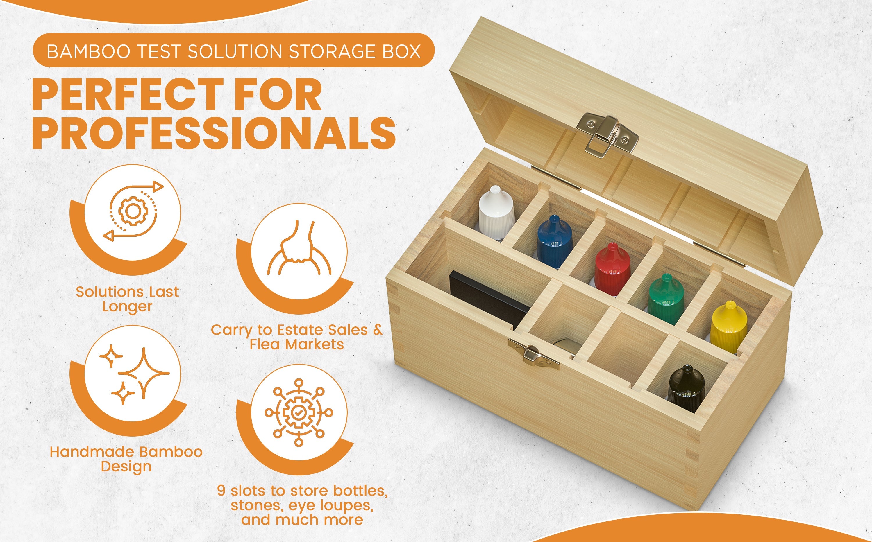 9-Slot Large Bamboo Storage Box – Handcrafted Jewelry Test Kit Organizer