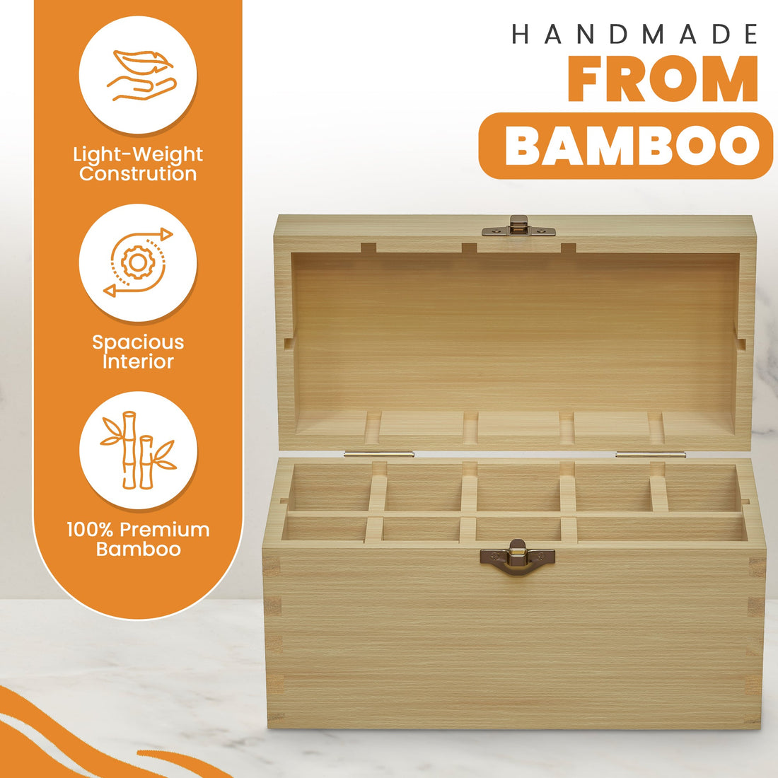 9-Slot Large Bamboo Storage Box – Handcrafted Jewelry Test Kit Organizer