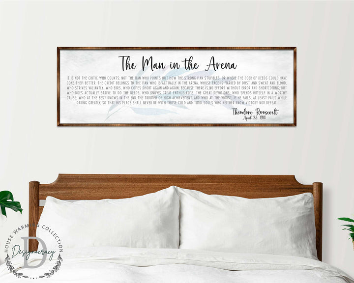 The Man in the Arena – Wooden Inspirational Office & Home Décor Sign