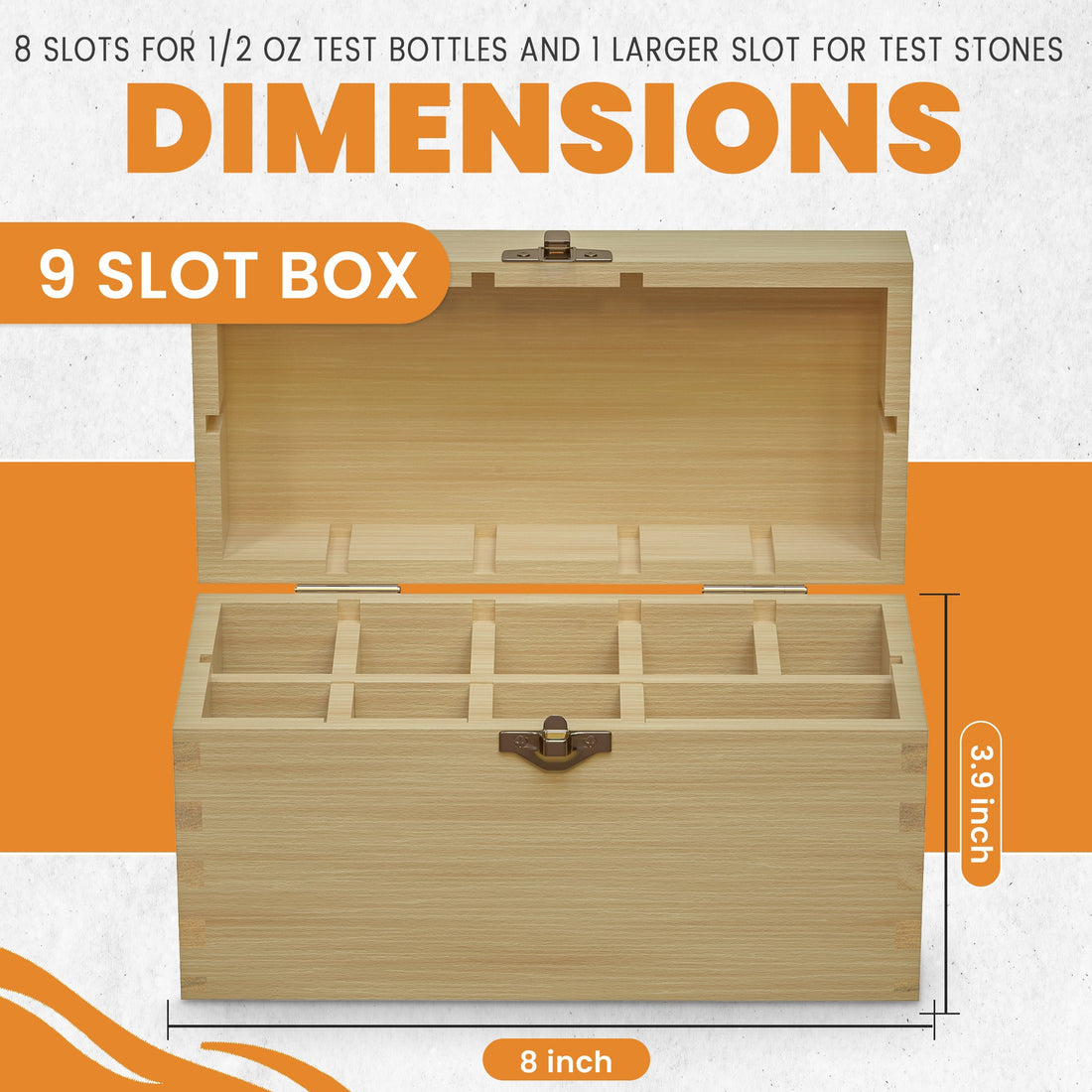 9-Slot Large Bamboo Storage Box – Handcrafted Jewelry Test Kit Organizer