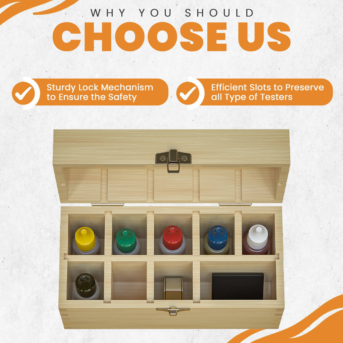 9-Slot Large Bamboo Storage Box – Handcrafted Jewelry Test Kit Organizer