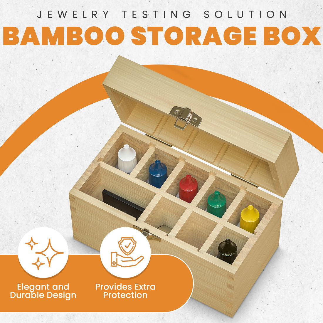 9-Slot Large Bamboo Storage Box – Handcrafted Jewelry Test Kit Organizer