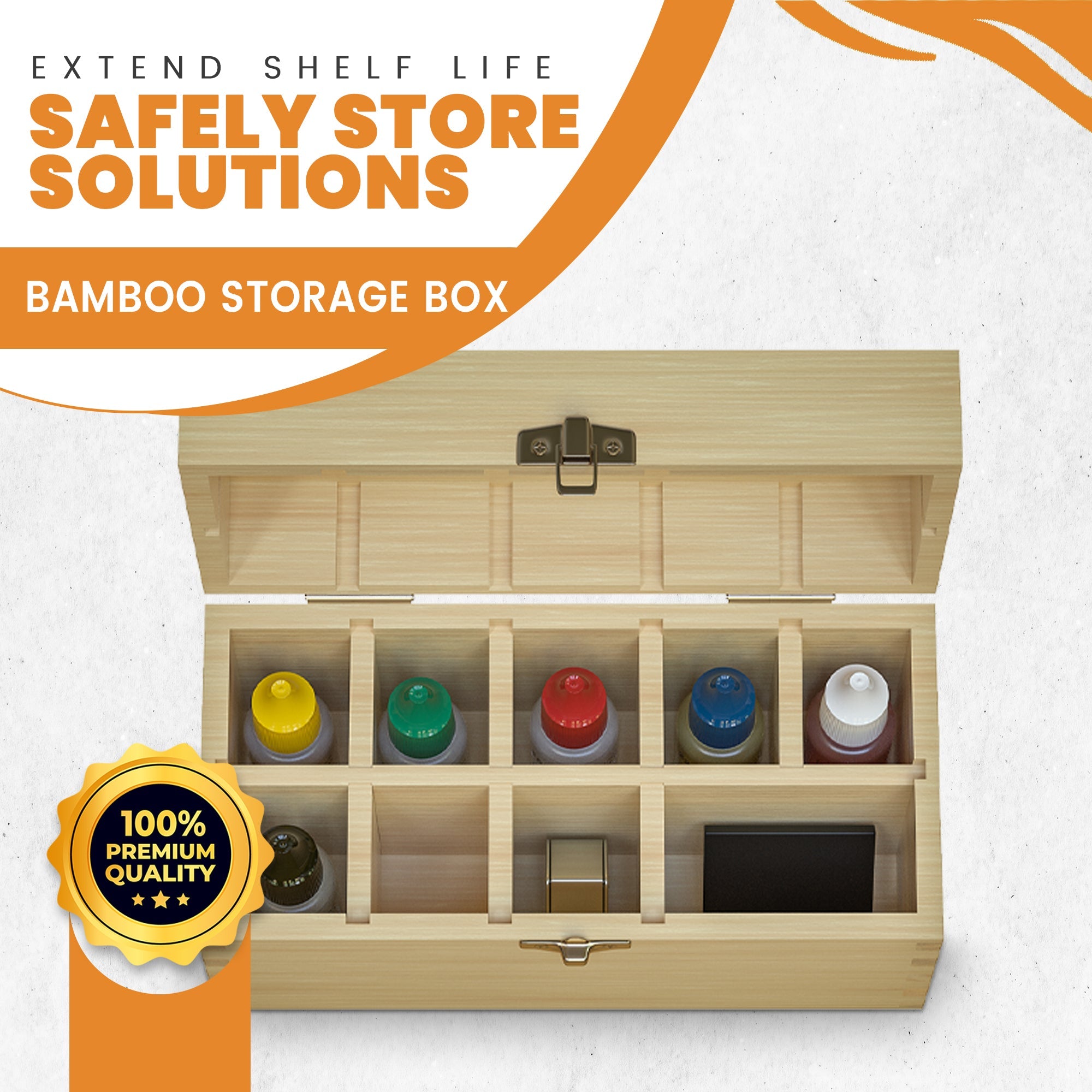 9-Slot Large Bamboo Storage Box – Handcrafted Jewelry Test Kit Organizer