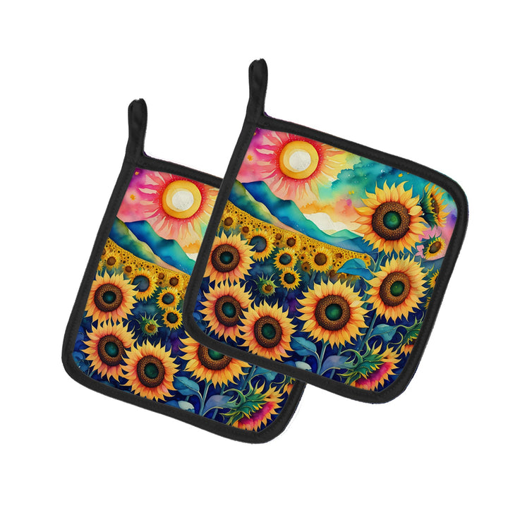 Colorful Sunflowers Pot Holders – Set of 2 Decorative Kitchen Helpers