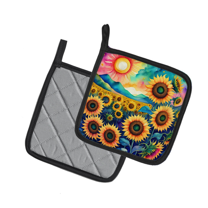 Colorful Sunflowers Pot Holders – Set of 2 Decorative Kitchen Helpers