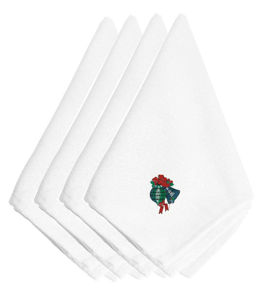 Christmas Embroidered Cloth Napkins – Set of 4 Decorative Table Linens (EMBT2072NPKE)