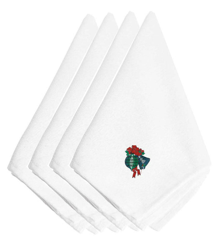 Christmas Embroidered Cloth Napkins – Set of 4 Decorative Table Linens (EMBT2072NPKE)