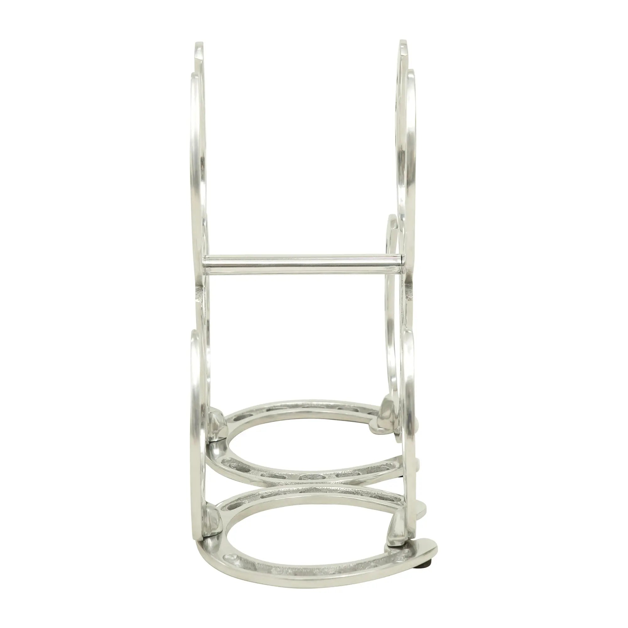 Huntley Horseshoe 3-Bottle Wine Rack – Aluminum Silver Finish