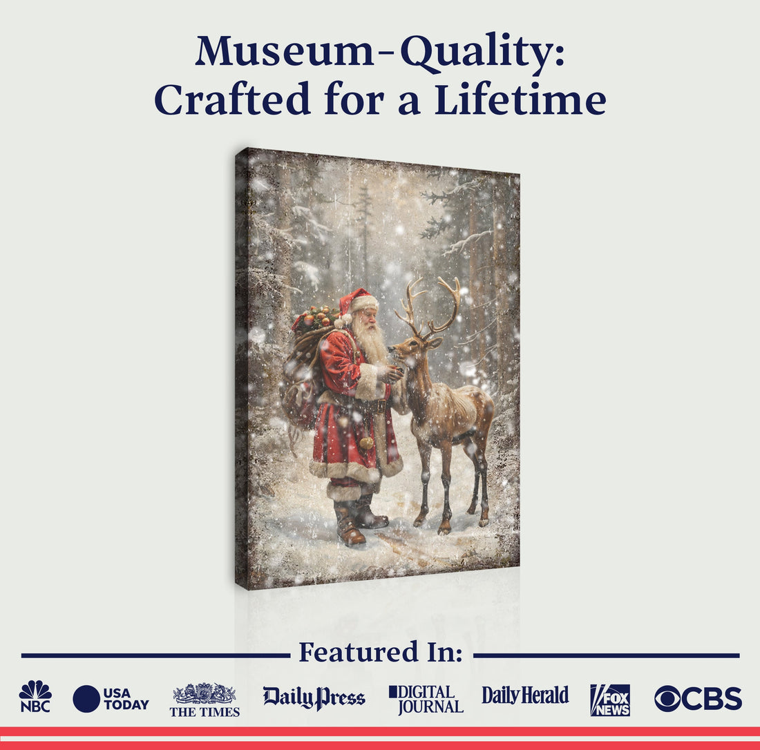 Vintage Woodland Santa Christmas Wall Art II