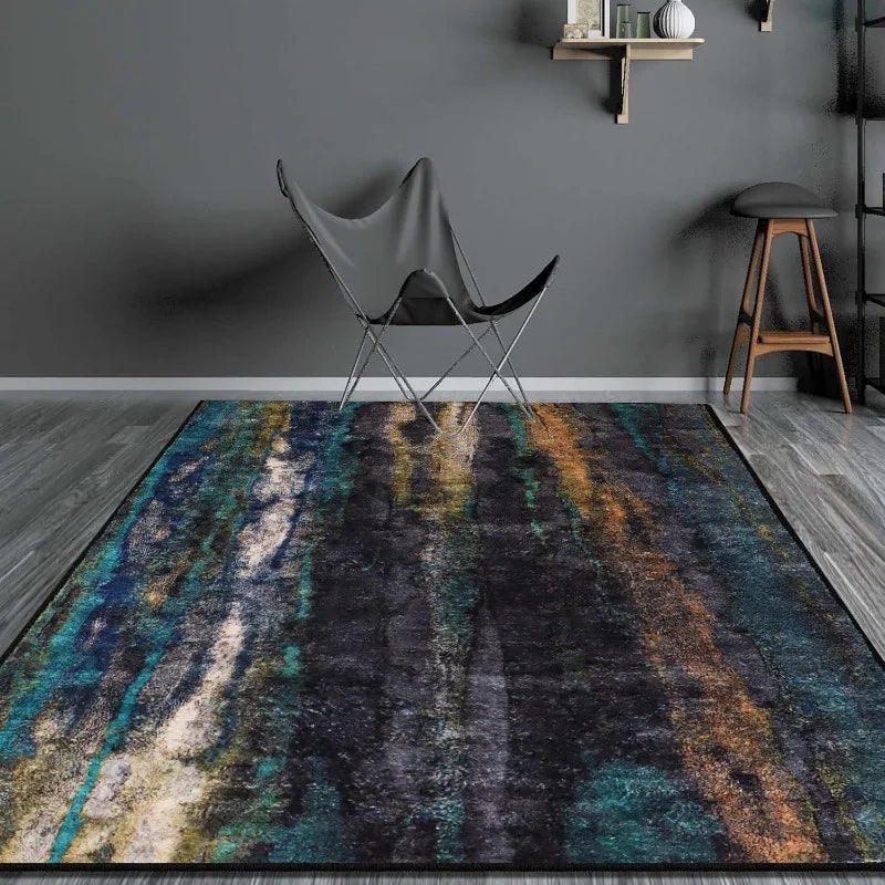 Modern Dark Green Abstract Area Rug – Anti-Slip Floor Carpet for Home & Office