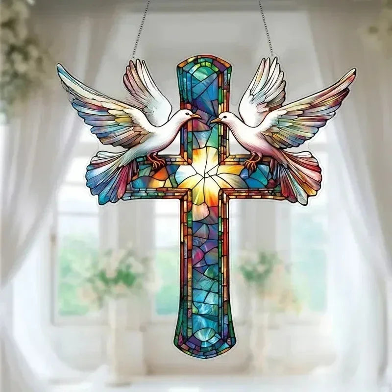 Enchanting Hummingbird Suncatcher – Vibrant Stained Glass Window Hanging Decor
