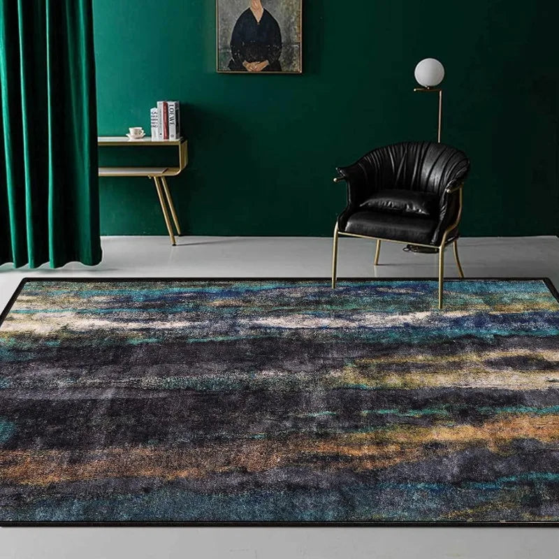 Modern Dark Green Abstract Area Rug – Anti-Slip Floor Carpet for Home & Office