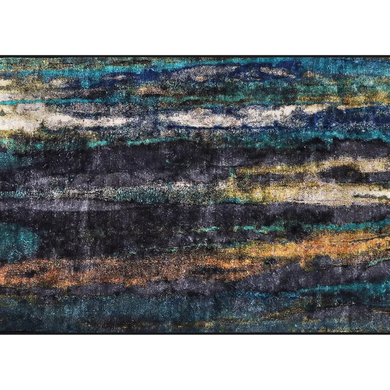 Modern Dark Green Abstract Area Rug – Anti-Slip Floor Carpet for Home & Office