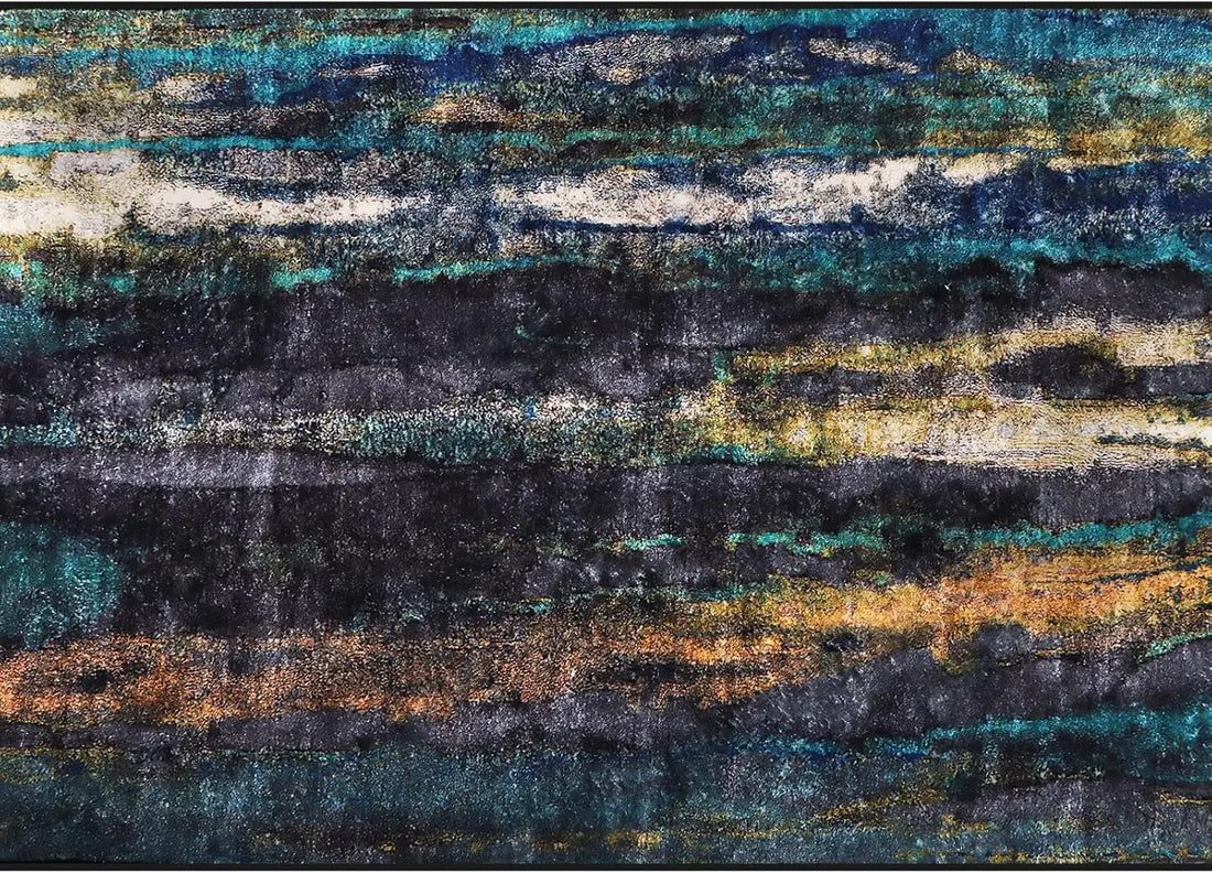 Modern Dark Green Abstract Area Rug – Anti-Slip Floor Carpet for Home & Office