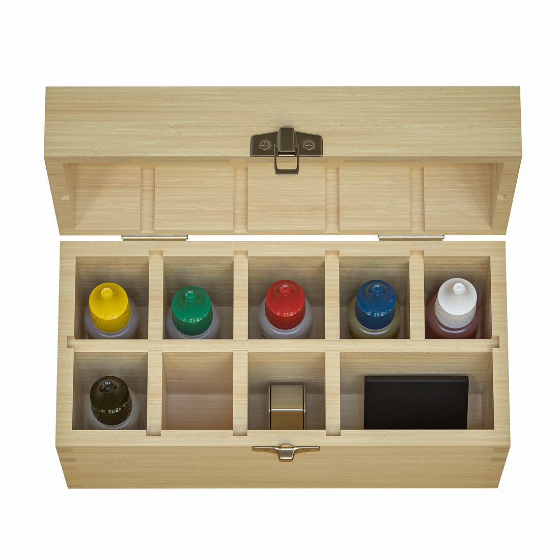 9-Slot Large Bamboo Storage Box – Handcrafted Jewelry Test Kit Organizer